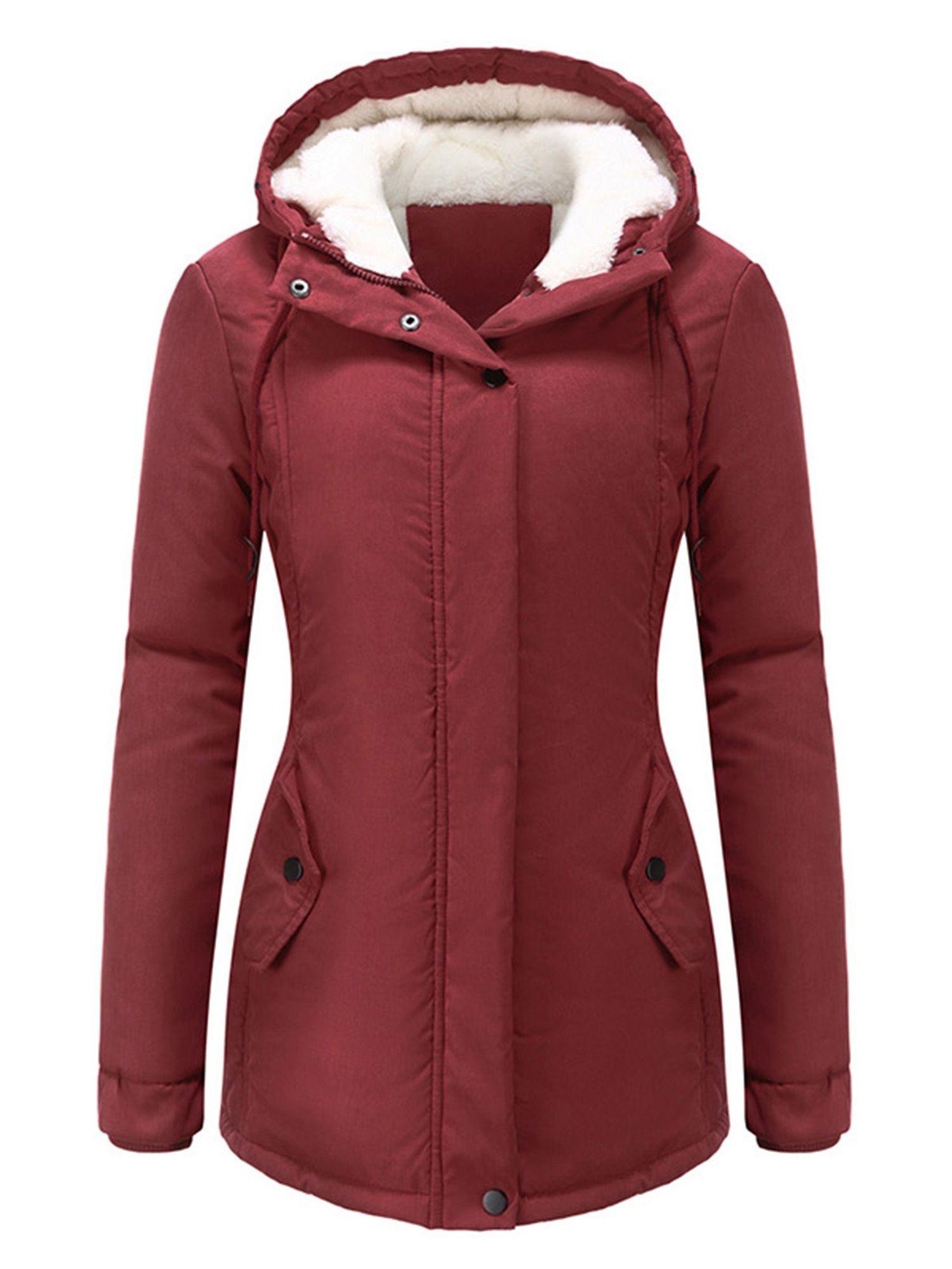 Newest Style Ladies Jackets Winter Solid Color Parka Coat Causal Warm Overcoat Long Hooded Outwear Women Parka Jacket