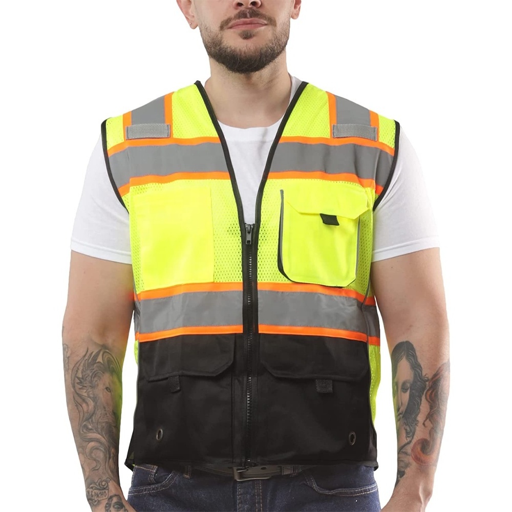 New High Visibility Summer Safety Vest Front Pockets Custom Colors Reflective Tape for Men and Women