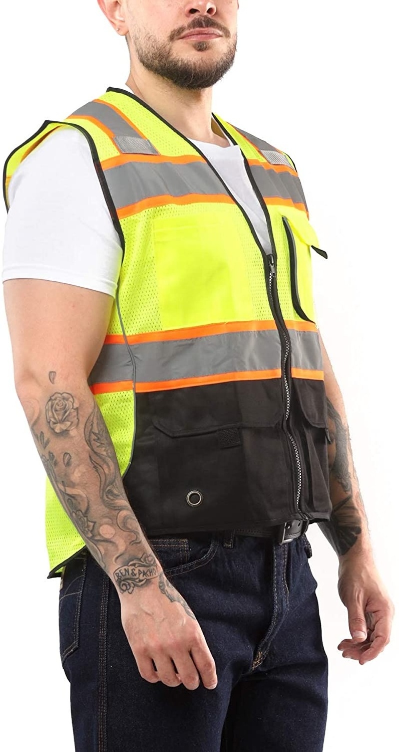 New High Visibility Summer Safety Vest Front Pockets Custom Colors Reflective Tape for Men and Women