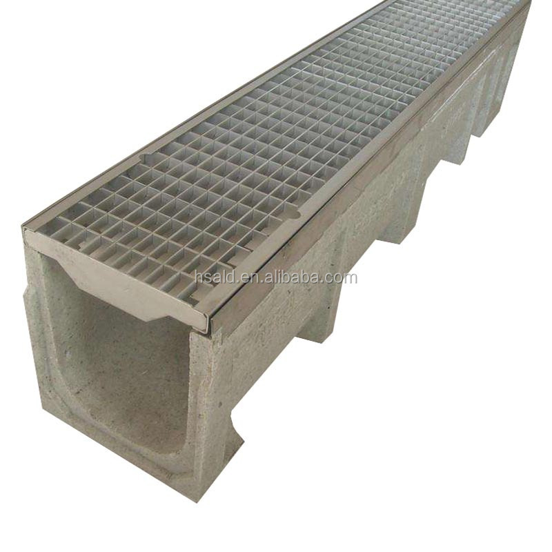 Water Drainage Channel Stainless Steel Cover Polymer Concrete Drain Channel