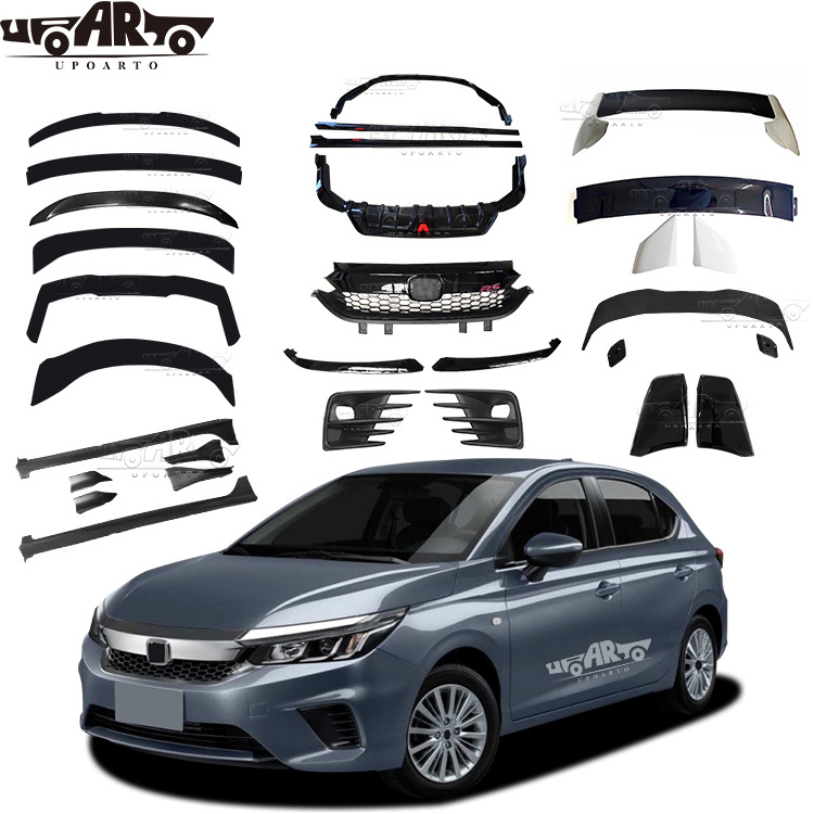 Exterior Accessories Body Kit Front Lip Grill Side Skirt Rear Bumper Fender Spoiler For Honda City Hatchback Sedan