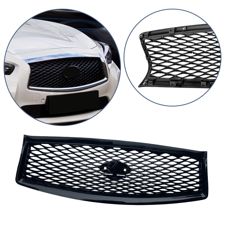 Modification Car Parts Auto Parts ABS Plastic Black No Emblem Front Grille Trim For Infiniti Q50 2014 2015 2016 2017