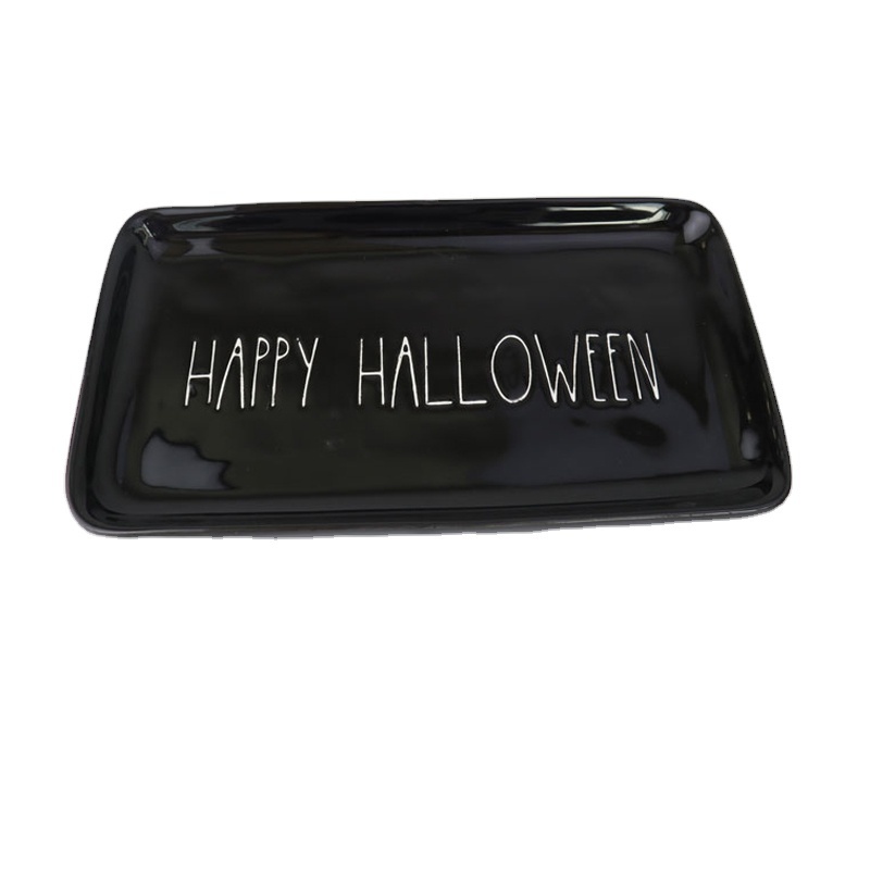 ceramic halloween trick or treat salad bowl