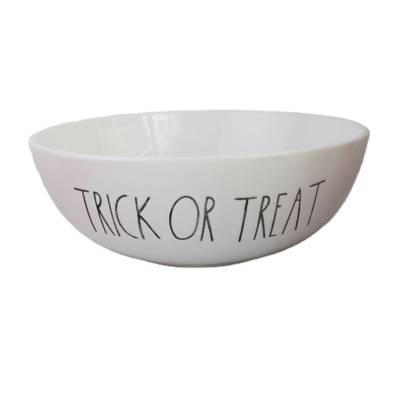 ceramic halloween trick or treat salad bowl