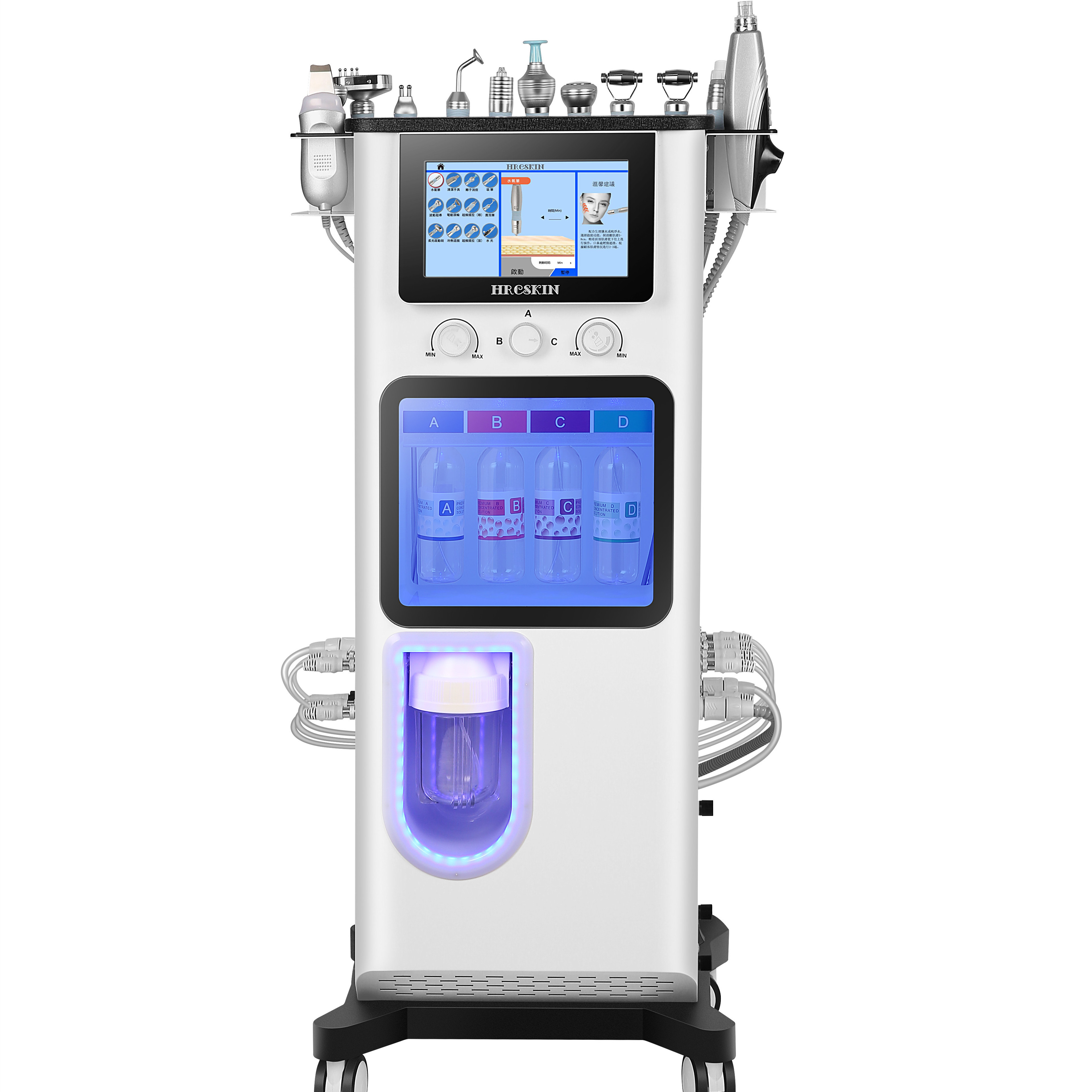 Facial Skin Care Machine Hydra Big Screen Wrinkle Removal Skin Whitening Oxygen Jet Machine / MIcrodermabrasion Machine For Sale