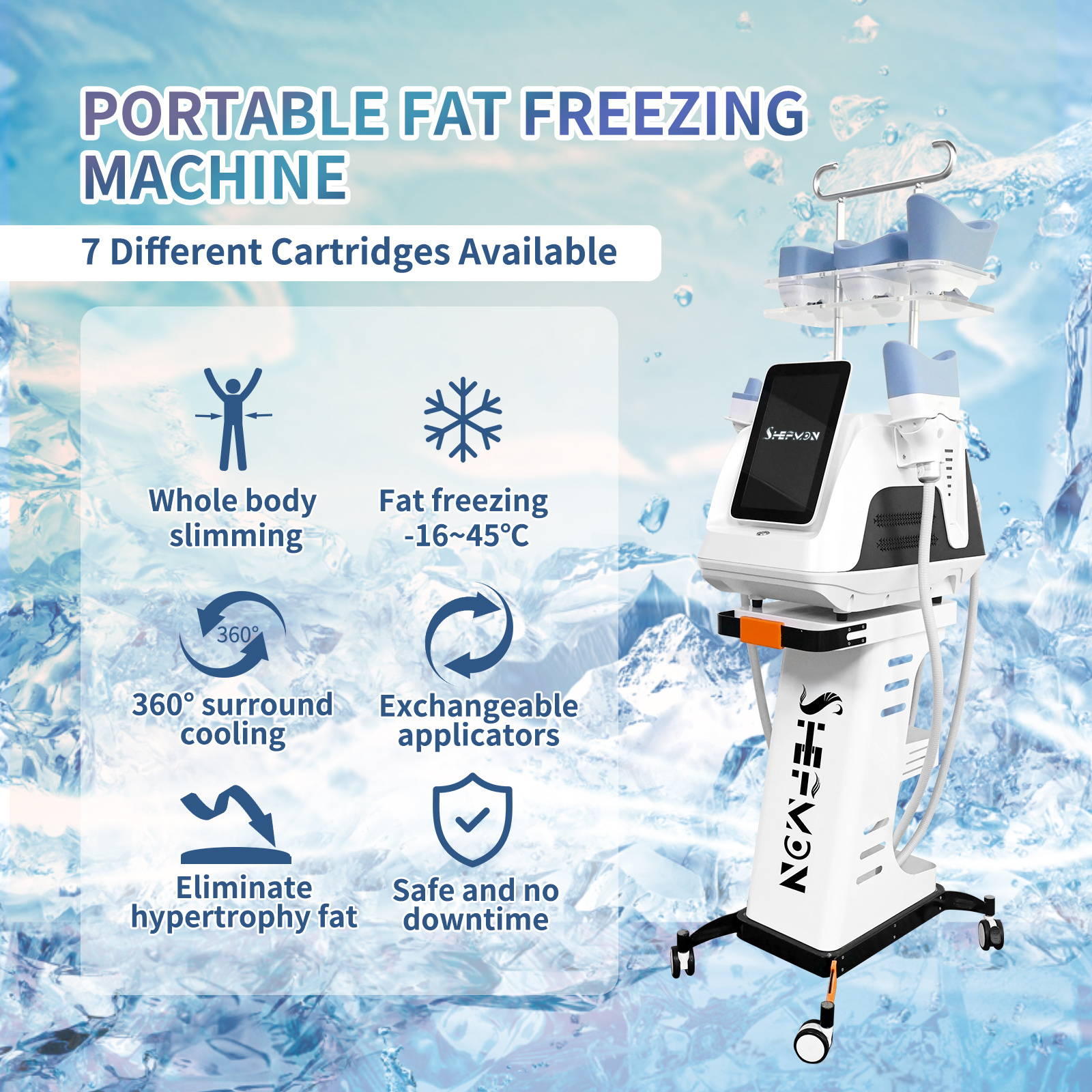 Portable S10 Cryolipolysis Slimming Machine 360 Cool Body Sculpting Machines Fat Freezing / Cryolipolisis