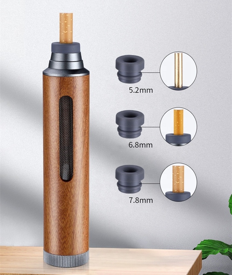 BETTER Cool wooden portable ashtray handheld personal walnut wood pocket aluminum alloy ashtray