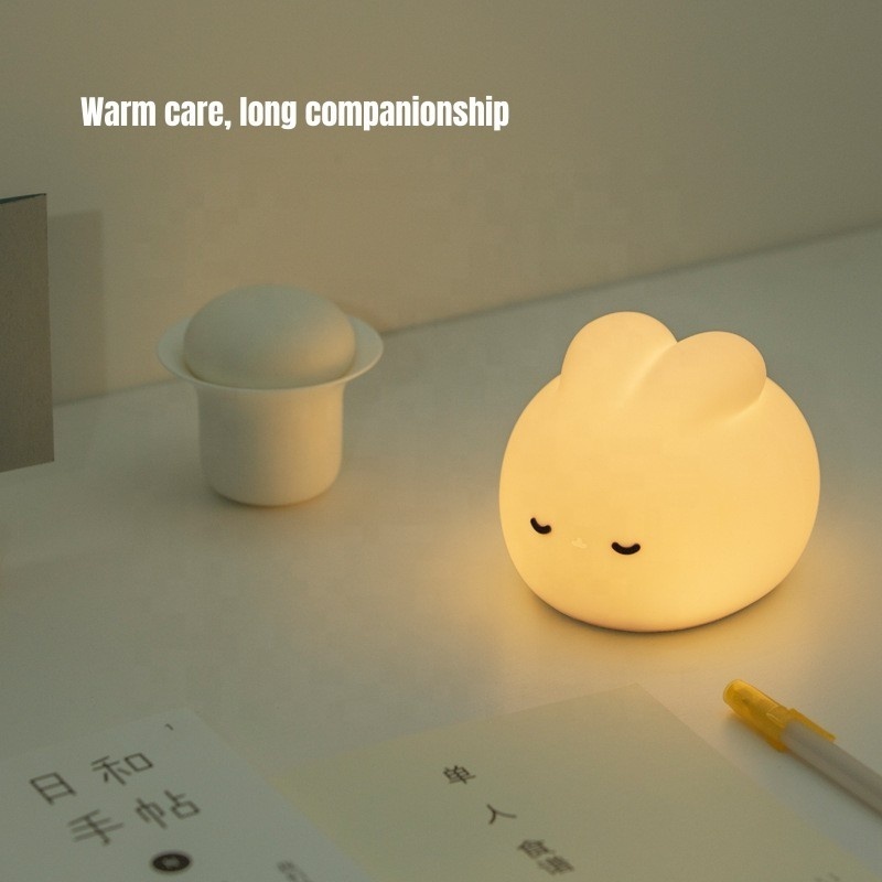 BETTER Cute silicone rabbit led night light bedroom touch control silicone rabbit lamp for kids