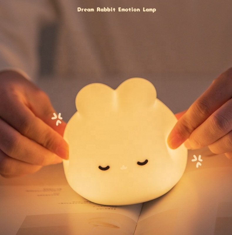 BETTER Cute silicone rabbit led night light bedroom touch control silicone rabbit lamp for kids