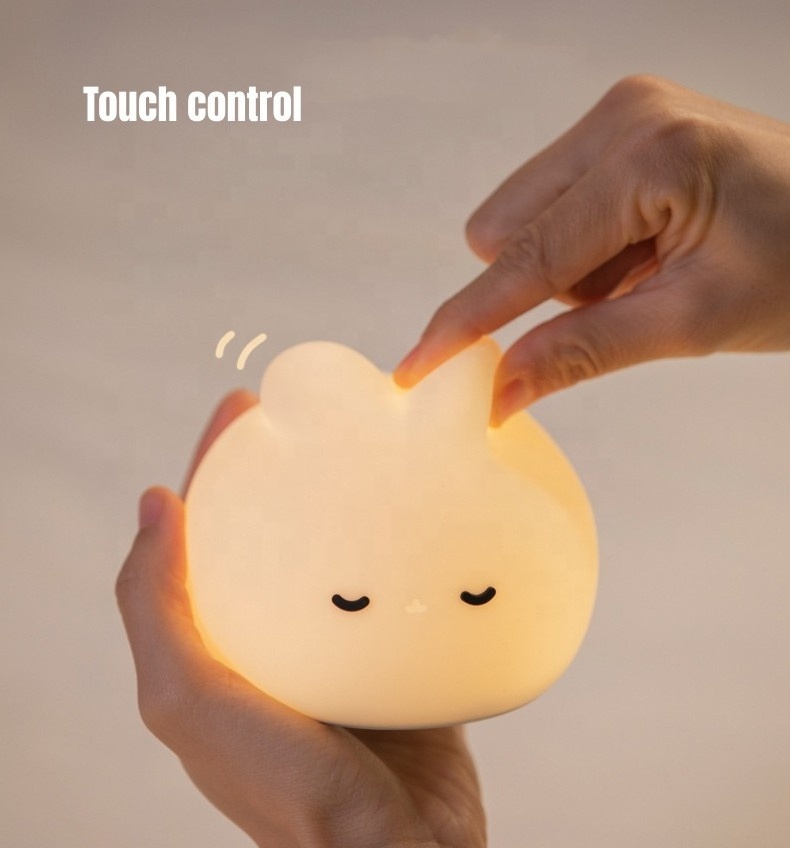 BETTER Cute silicone rabbit led night light bedroom touch control silicone rabbit lamp for kids