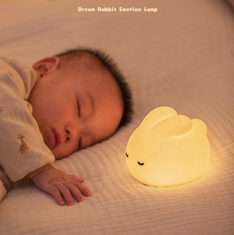 BETTER Cute silicone rabbit led night light bedroom touch control silicone rabbit lamp for kids