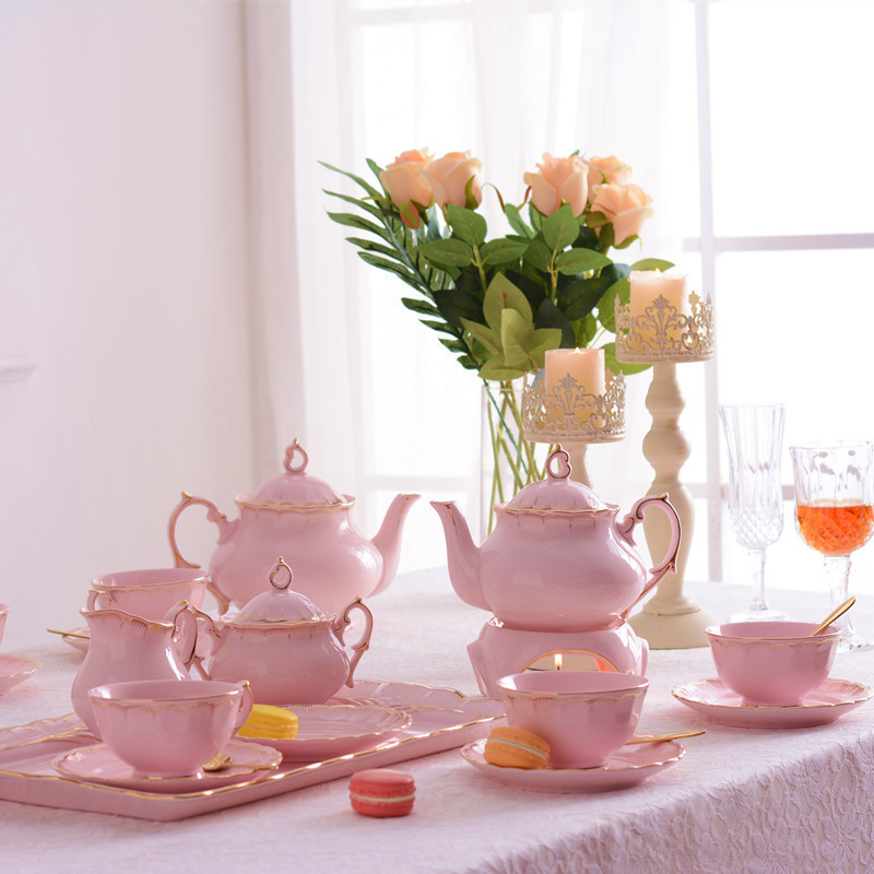 simple english style flower fruit tea european korean pink coffee set gift ceramic cups