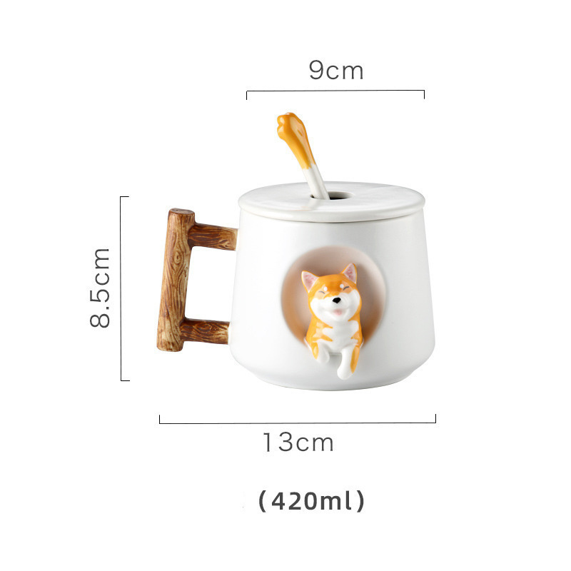 hand painted breakfast ceramic ins shiba inu akita tea cup 3d lover coffee mug dog themed mugs