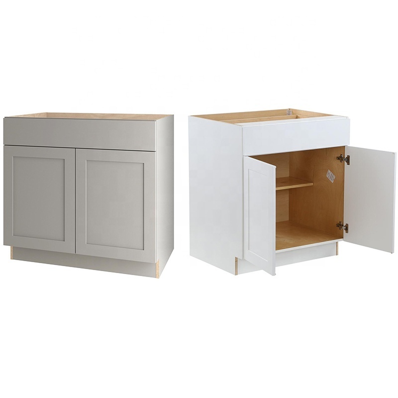 No Anti-Dumping North America Birch Modern Kitchen Shaker Style White Solid Wood Cabinet with Kitchen System Slide