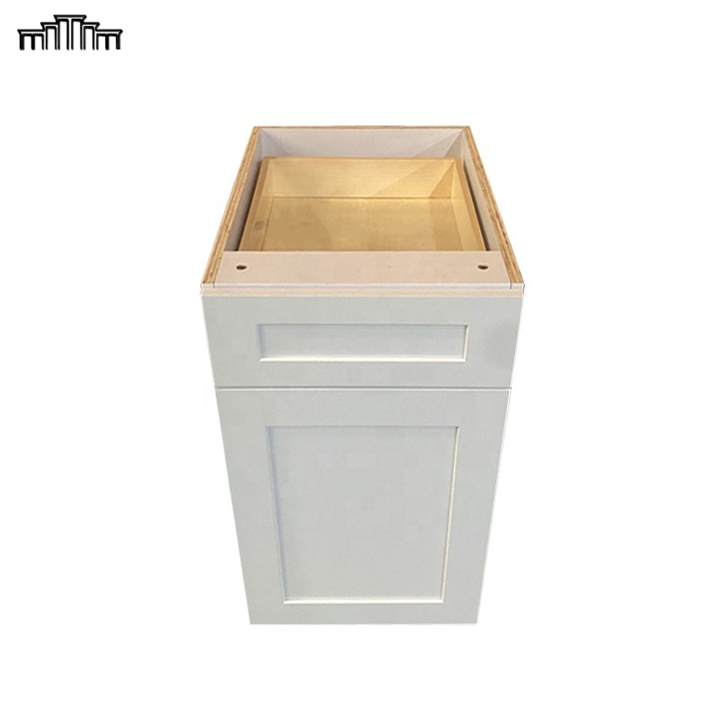 No Anti-Dumping Vietnam OEM Factory Made Frameless Shaker Style Real Wood Door Pull Out Kitchen Cabinets With Under Trash Can