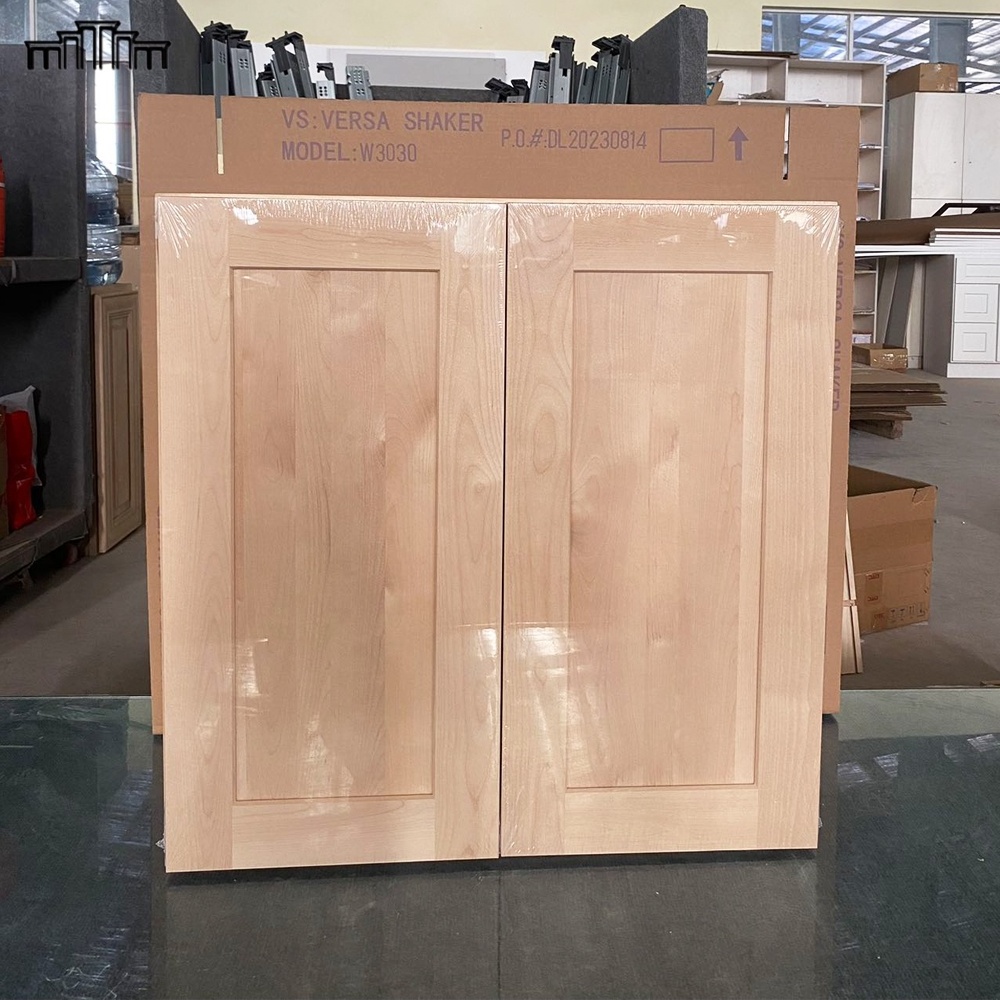 Vietnam Factory No Anti-Dumping Mass Production Wholesale RTA Solid Birch Wood Kitchen Wall Mounted Cabinets With Double Doors