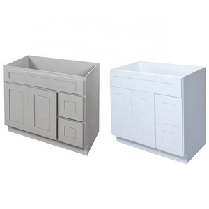 Hotel Supplier White Shaker Cabinets Ready Made Solid Wood Bathroom Cabinet Vanity