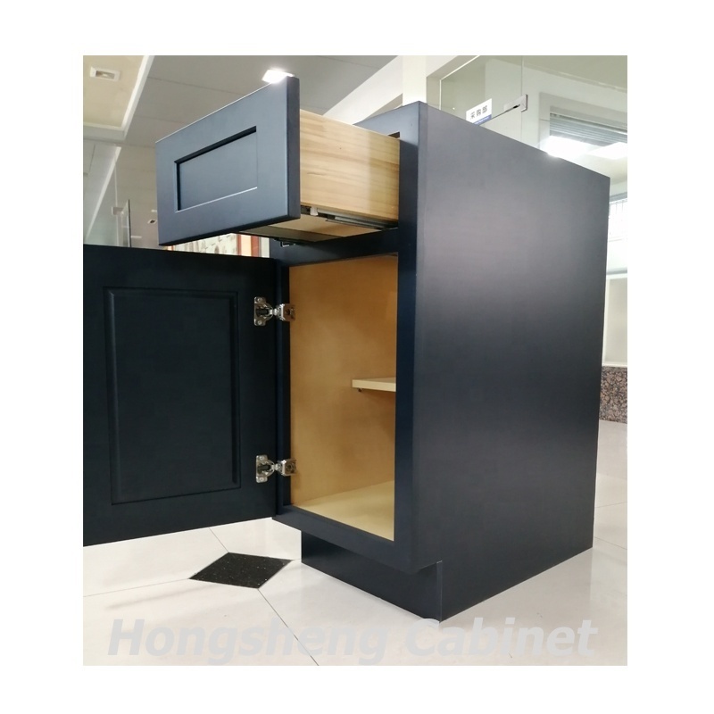 Wholesale Kitchen Cabinetry Blue Shaker Style  Cabinets with Solid Wood from Vietnam Factory