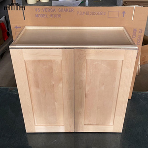 Vietnam Factory No Anti-Dumping Mass Production Wholesale RTA Solid Birch Wood Kitchen Wall Mounted Cabinets With Double Doors