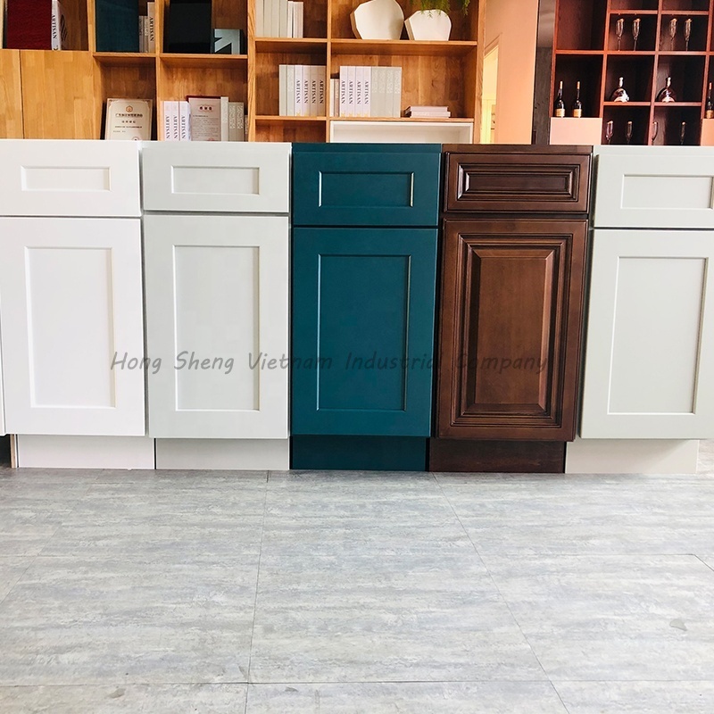 Thailand Burma India Hot-selling Modular Modern Shaker Style Solid Wood Kitchen Cabinets Made in Vietnam