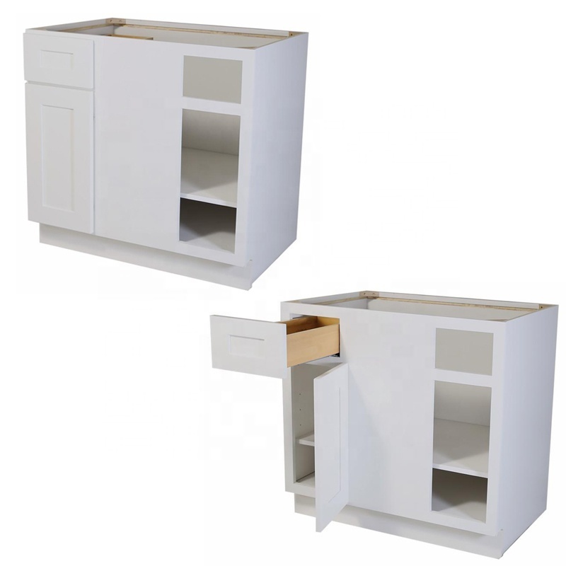 Wholesale American Solid Wood Dovetail Kitchen Base Drawer Cabinet With White Shaker Door