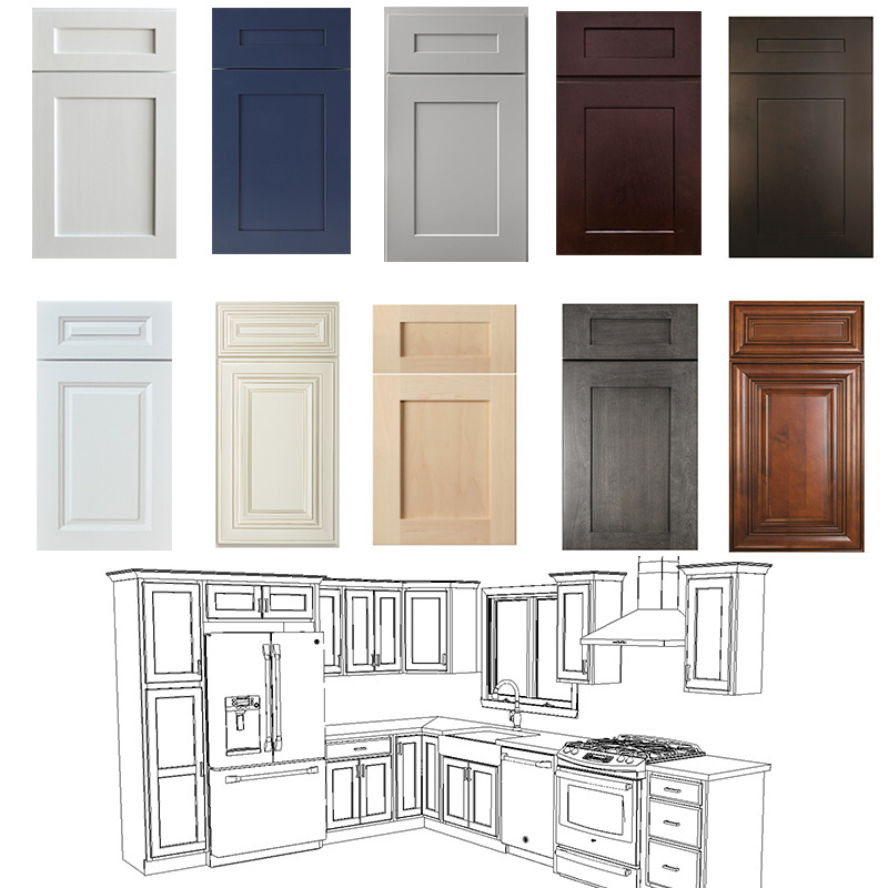 Solid Wood Cabinet Door With Customized Color Shaker Style Kitchen Cabinet from Vietnam Factory