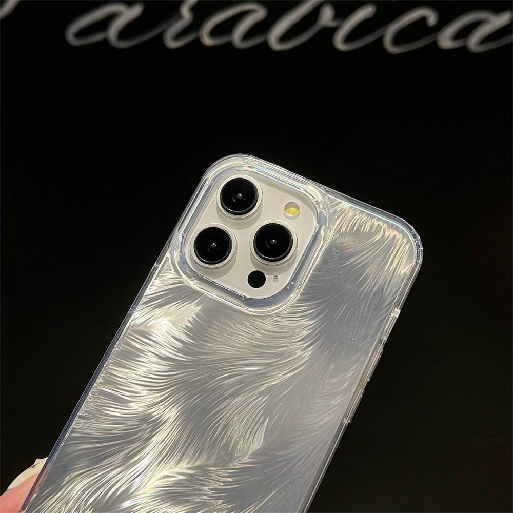 New Changing Color Gradient Feather TPU PC Phone Case for iPhone 15 Pro Max