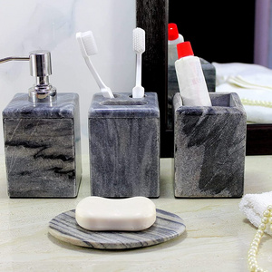 Luxury Bathroom Accessories Set Stone Marble & Marbling Toothbrush and Hotel Bathroom Accessories for Home By HS Craft Impex