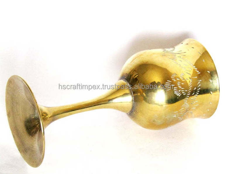 Excellent Quality Gold Plated Brass Goblet Custom Size And Logo Round Shape Creative Designed Metal Brass Goblet