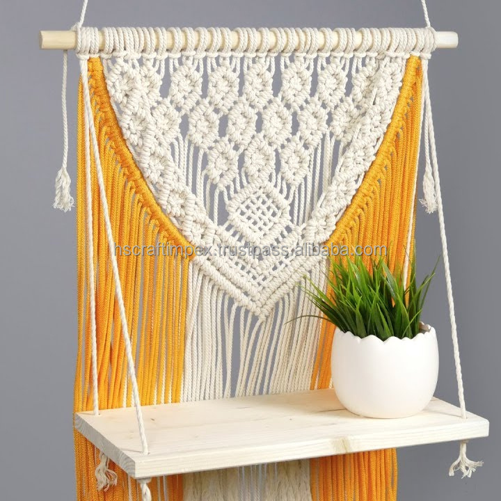 Macrame Plant Hanger For Home Wall Decoration Macrame Wall Hanging Shelf By HS Craft Impex