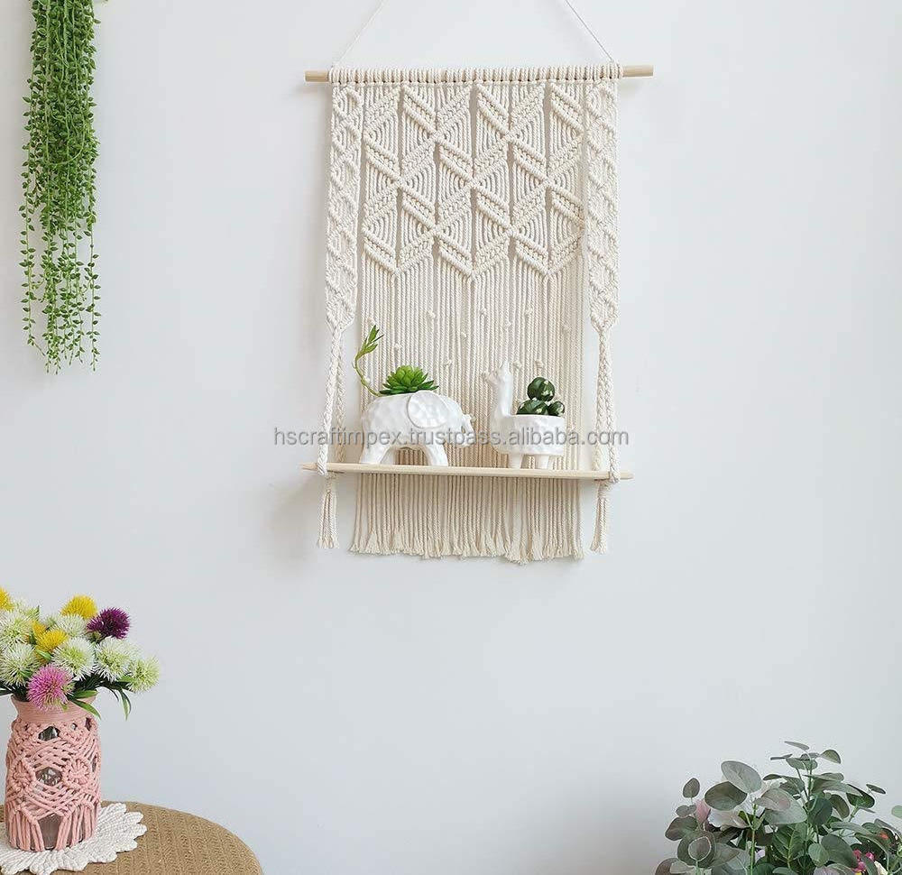 Macrame Plant Hanger For Home Wall Decoration Macrame Wall Hanging Shelf By HS Craft Impex