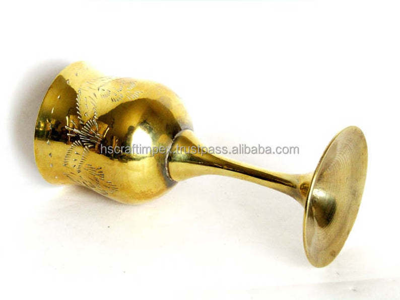 Excellent Quality Gold Plated Brass Goblet Custom Size And Logo Round Shape Creative Designed Metal Brass Goblet