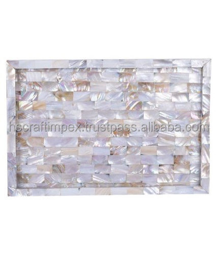 Mother Of Pearl Rectangle Shape Serving Tray Set For Home Decorative Mother Of Pearl Serving Tray