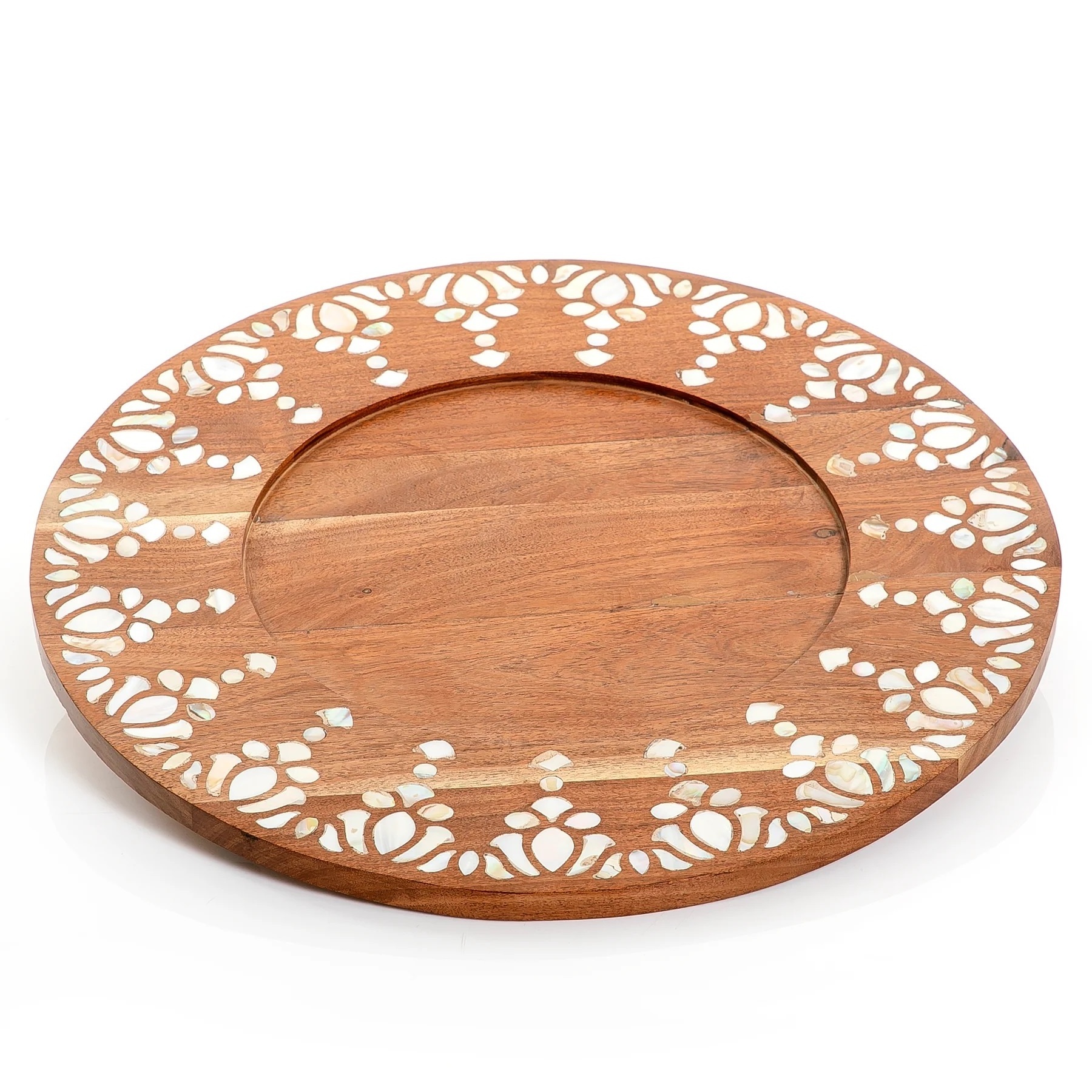 Mother Of Pearl Inlay Wood Charger Plates for Dining, Party, Wedding Reception and Decoration By HS Craft Impex