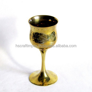 Excellent Quality Gold Plated Brass Goblet Custom Size And Logo Round Shape Creative Designed Metal Brass Goblet