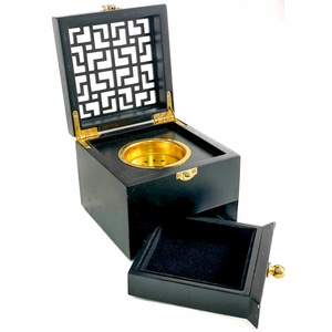 Wooden Incense Burner Hot Selling Bakhoor Holder Black Natural Wood Box Burner Square Shape Bakhoor Burner