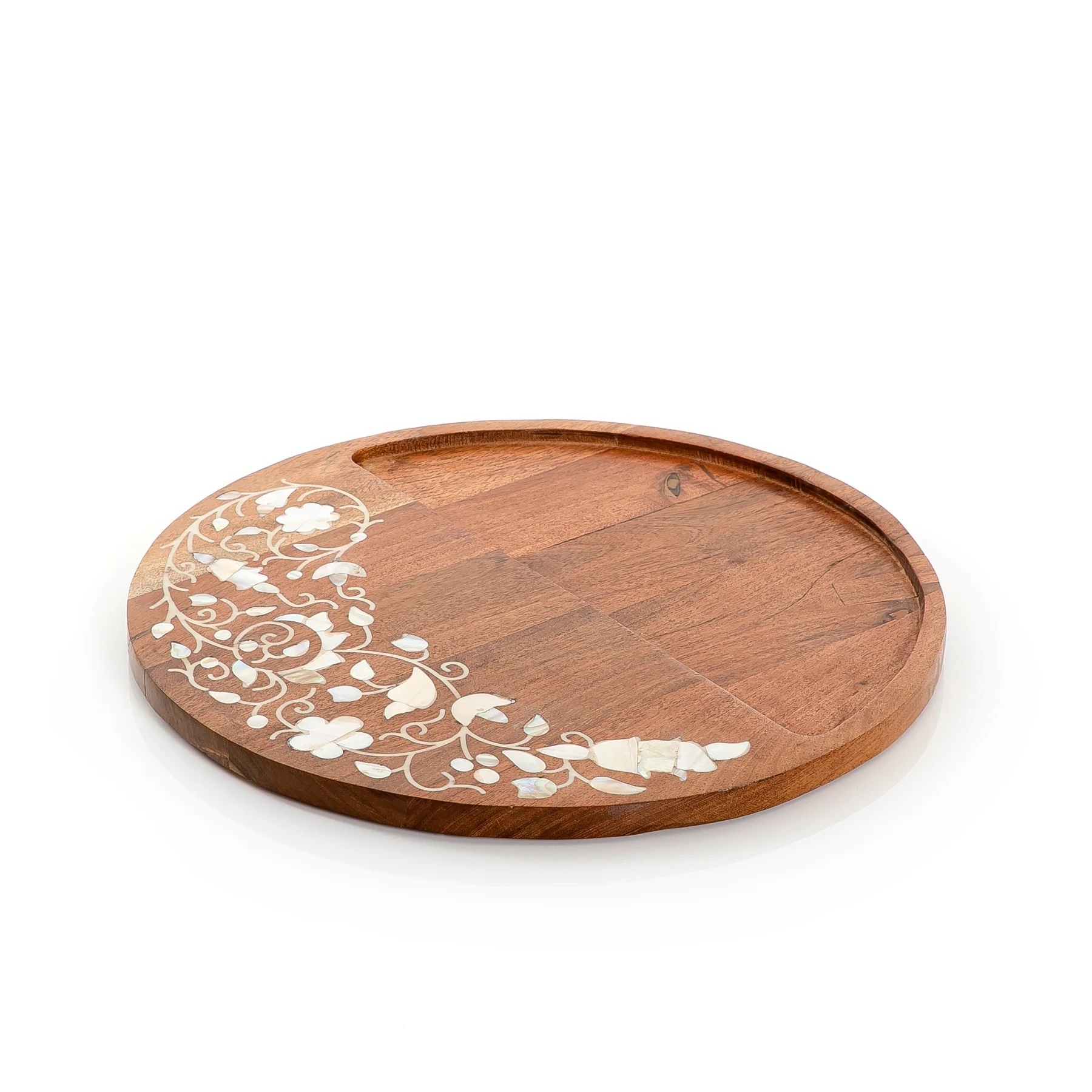 Mother Of Pearl Inlay Wood Charger Plates for Dining, Party, Wedding Reception and Decoration By HS Craft Impex