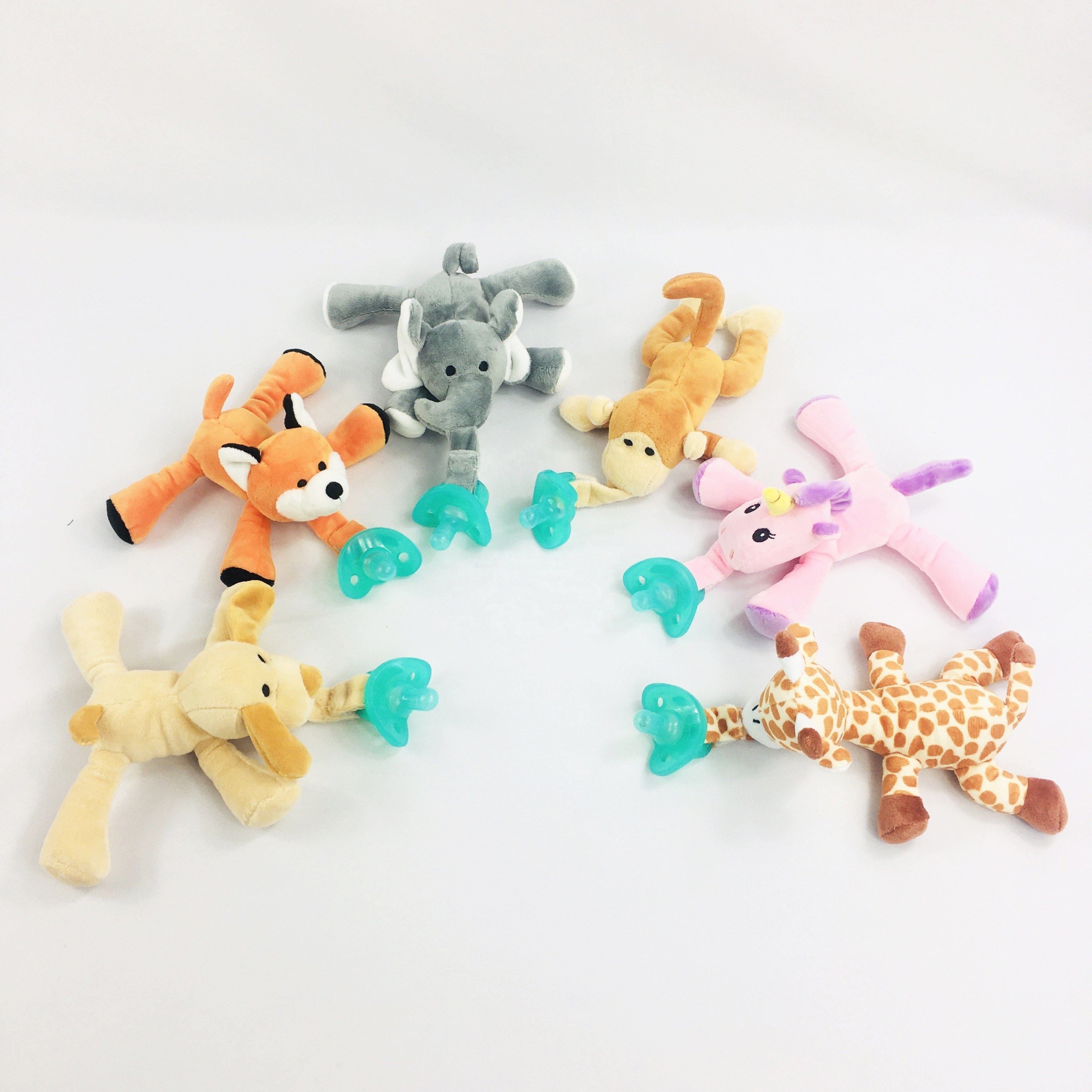 Infant plush stuffed animal giraffe pacifier holder soft toys