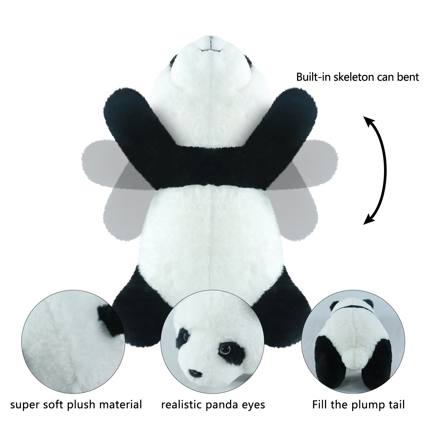 cute funny movable bracket joint panda plush toy custom stuffed animal plush panda soft toy