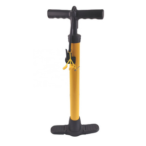 Portable Aluminum Bicycle Pump with Pressure Gauge Hand and Floor Pump Types for Bike Inflation Includes Plastic Valve Adapter