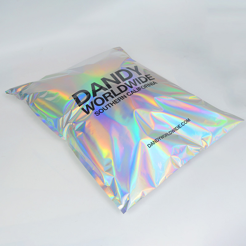 Custom logo Glossy Glitter Envelopes mailing rainbow metallic aluminum Foil Clothing shipping bags holographic poly mailers