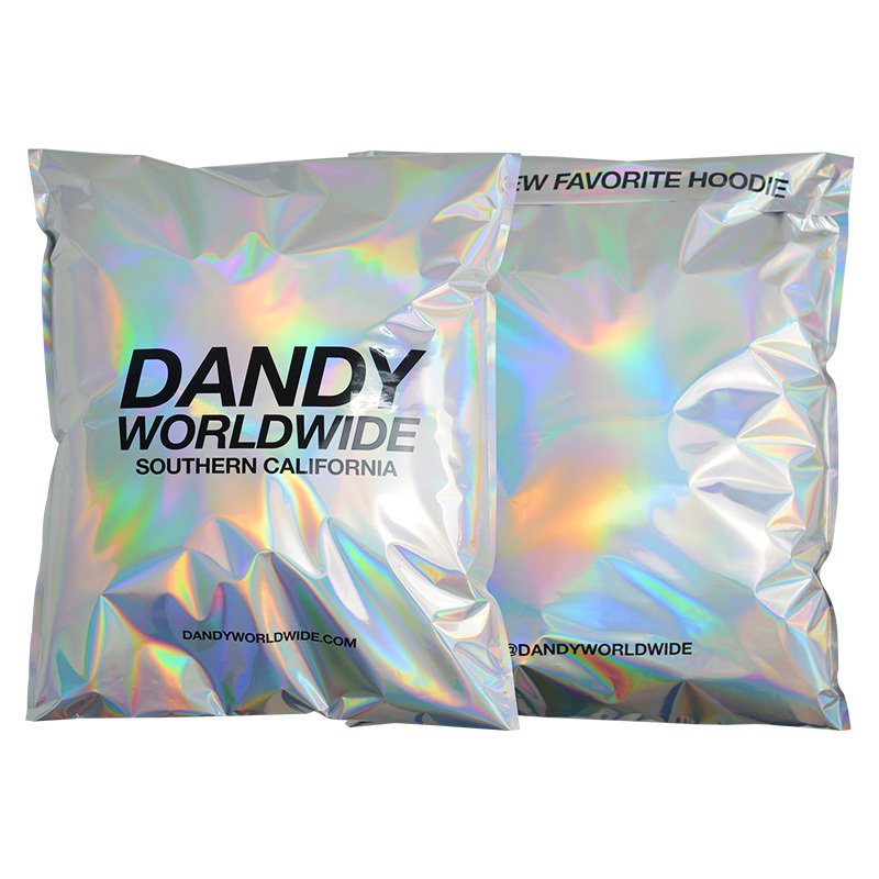 Custom logo Glossy Glitter Envelopes mailing rainbow metallic aluminum Foil Clothing shipping bags holographic poly mailers