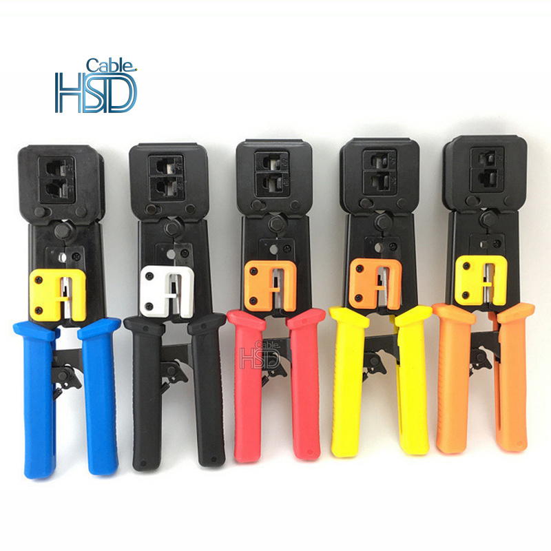 Multi Function EZ Type RJ45 Pass Through RJ45 Crimping Tool Stainless Steel Crimper Tool CAT5 CAT6 8P8C Pass Through RJ45 Tool