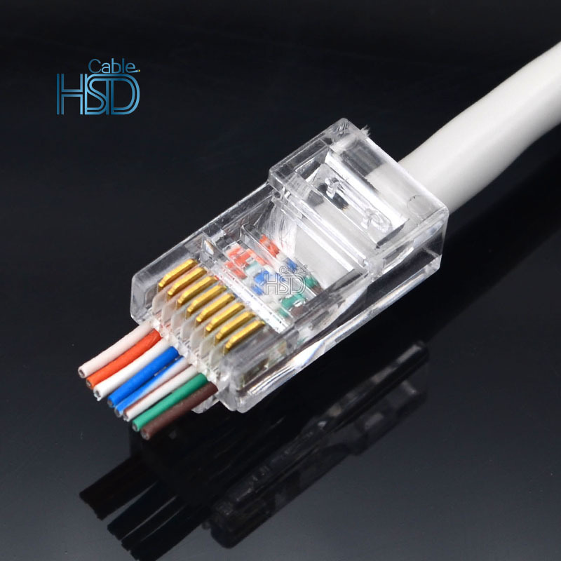 New Design FTP Lan 4Pr 24AWG Connector Flat White RJ45 Pass Through CAT6 Cat6a Outdoor Cat6 Connector