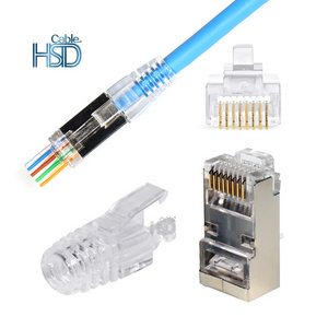 New Design FTP Lan 4Pr 24AWG Connector Flat White RJ45 Pass Through CAT6 Cat6a Outdoor Cat6 Connector