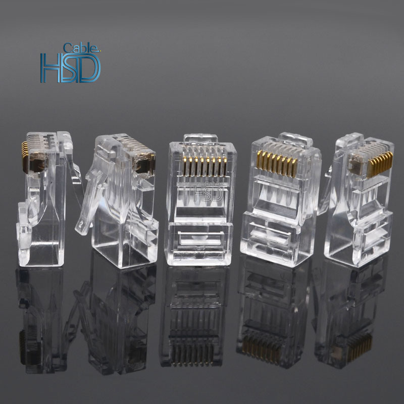 100pcs Per Bag High Quality Factory OEM Cat5 Cat5e Network EZ Pass Through  UTP Unshielded RJ45 Connectors Modular Plug