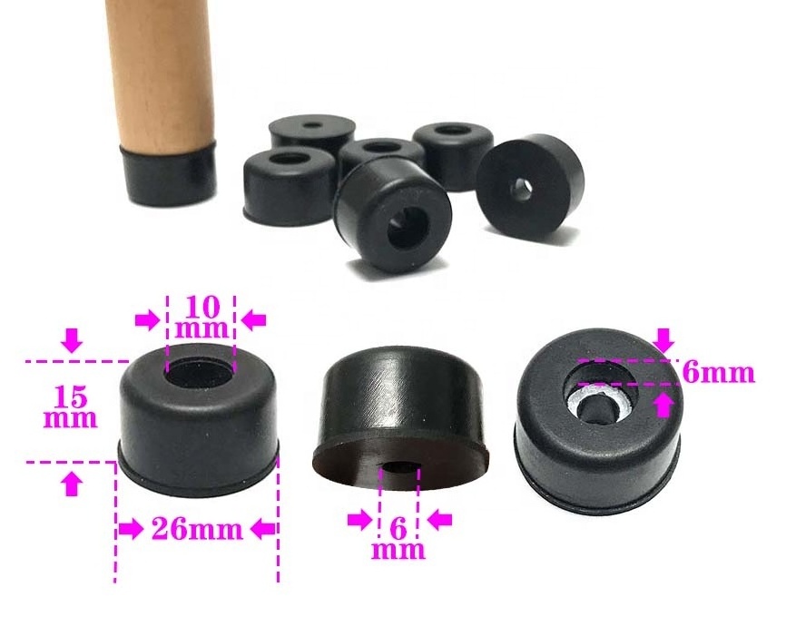 Factory M6 Screw Hole Round Black Rubber Feet Bumpers Pads with Built in Stainless Steel Washer