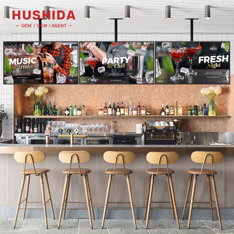 50 Inch 4K Indoor Shop Advertising Screen Lcd Sign Board Counter Restaurant Fast Food Advertising Hanging LCD Menu Board