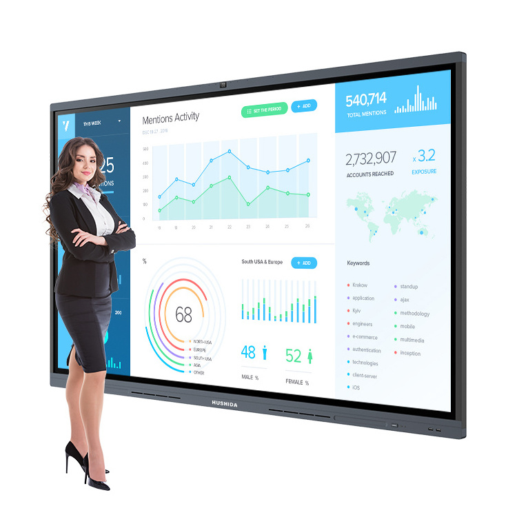 Factory direct sale high quality interactive whiteboard touch screen blackboard online classroom 75 inch interactive whiteboard