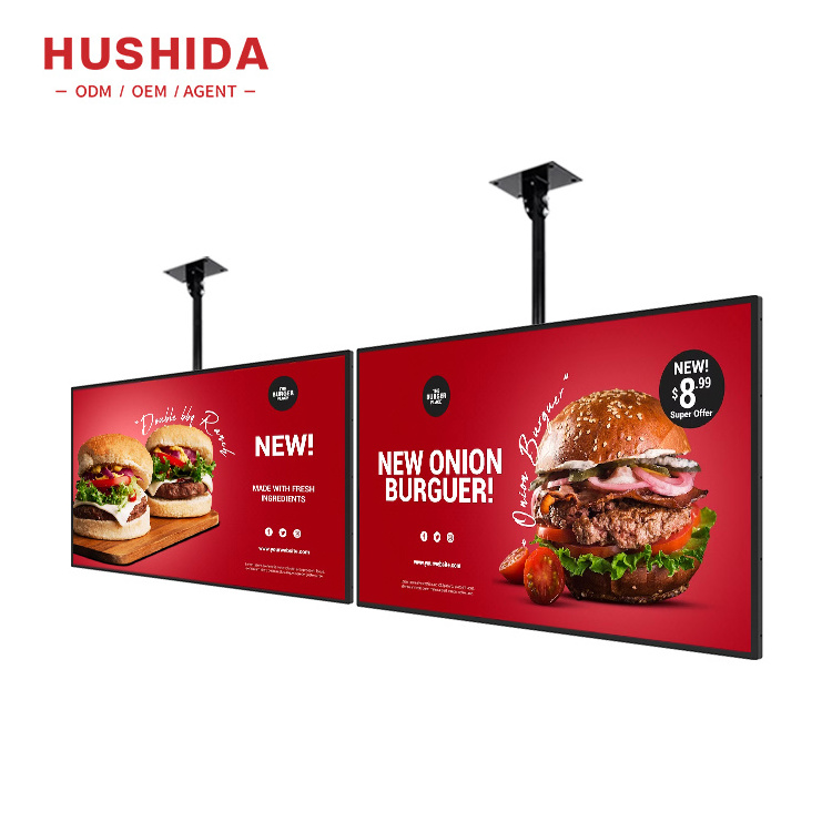 50 Inch 4K Indoor Shop Advertising Screen Lcd Sign Board Counter Restaurant Fast Food Advertising Hanging LCD Menu Board